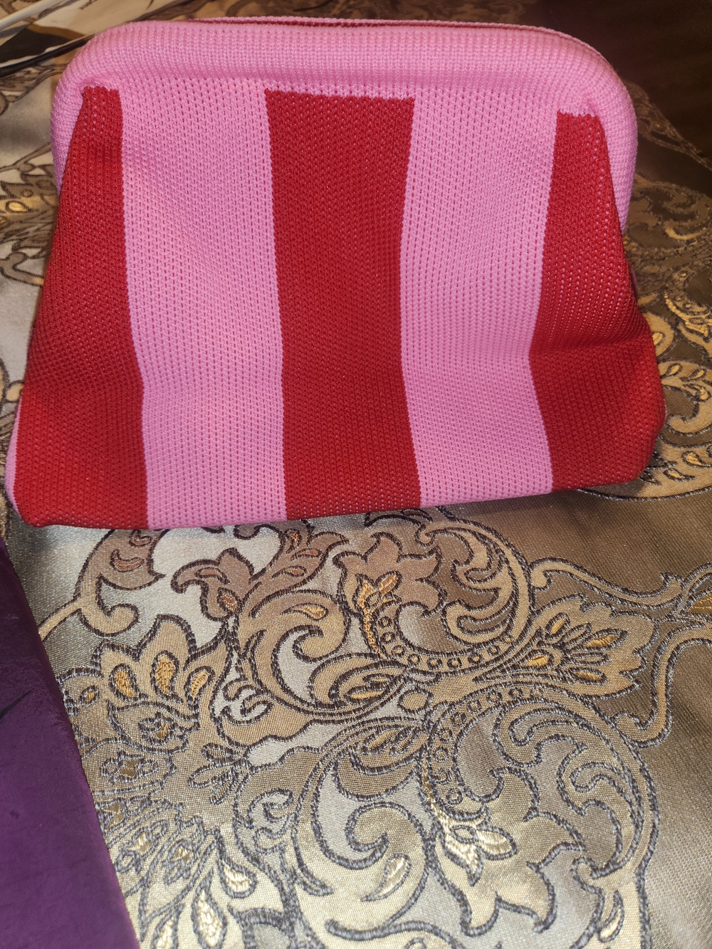 Striped Pink & Red Women's Cosmetic Pouch